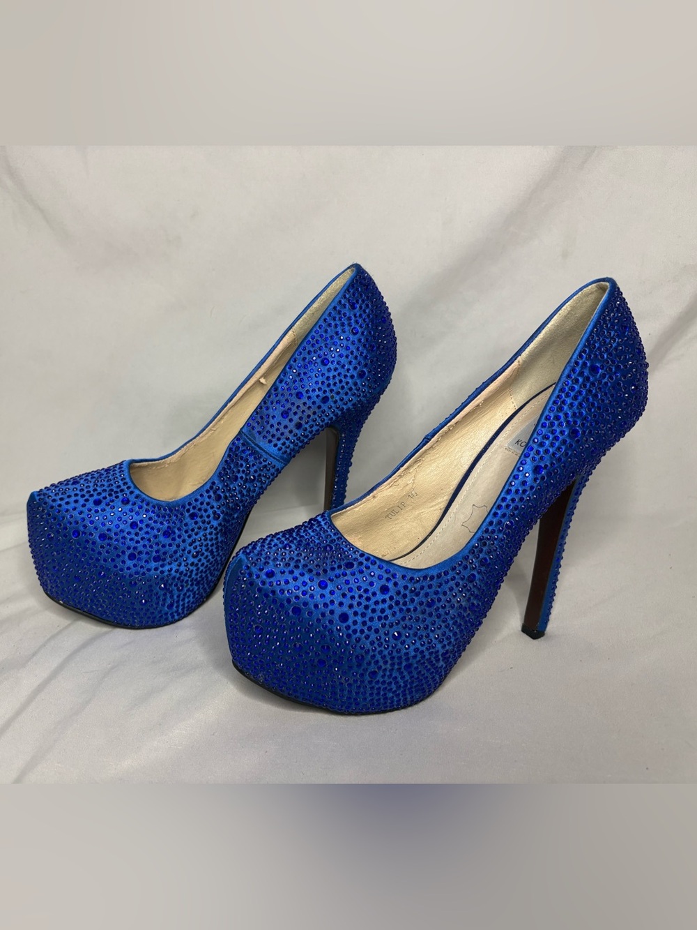Royal Blue Crystal Platform Pump - Women's Dress Heels